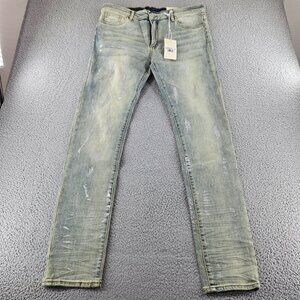 mnml Jeans Mens 36 Blue X143 Stretch Denim Distressed Slim Fit Pants